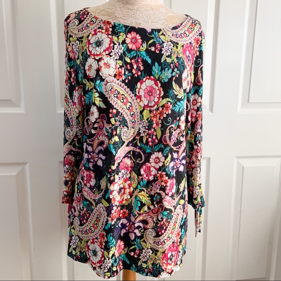 Peck & Peck Tops - Peck & Peck Floral Rayon Stretch Tie Sleeve Top